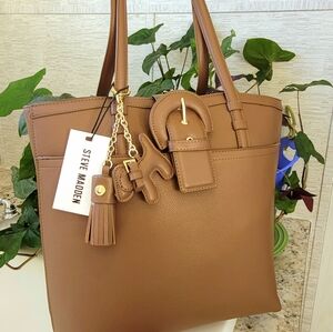 Unique Steve Madden Puppy Dog Bag Charm Nutshell Large Tote